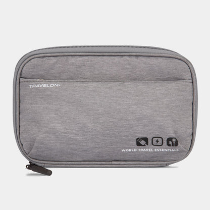 Travelon World Travel Essentials Tech Organizer Gray Heather