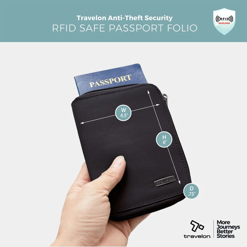 Travelon RFID Blocking Passport Zip Wallet