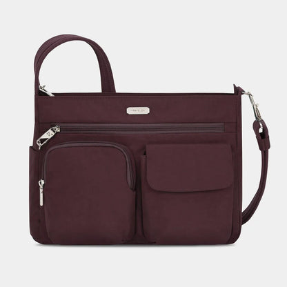 Travelon Anti-Theft RFID Essentials Patch Pocket Crossbody Dark Bordeaux