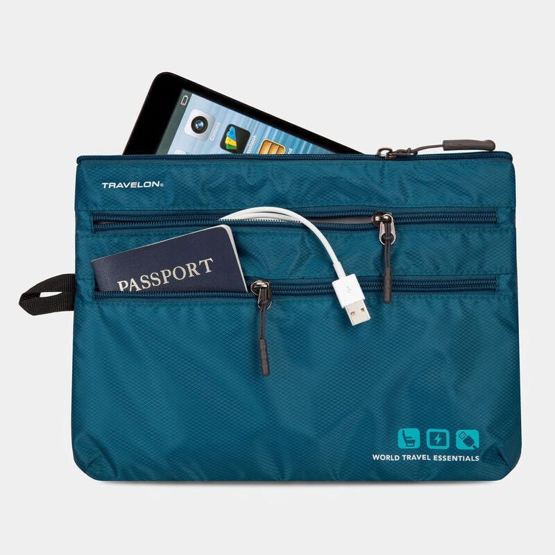 Travelon World Travel Essentials Seat Pack Organizer/Device Holder Peacock Teal