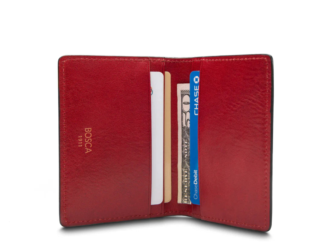 BOSCA DOLCE CONTRAST Italia Leather RFID Calling Card Case wallet