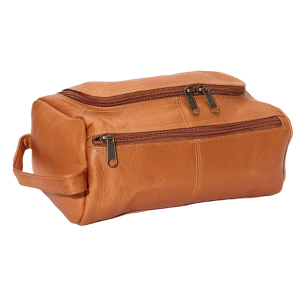 David King & Co. 417 Leather Wide Opening Toiletry/Shave Bag Tan