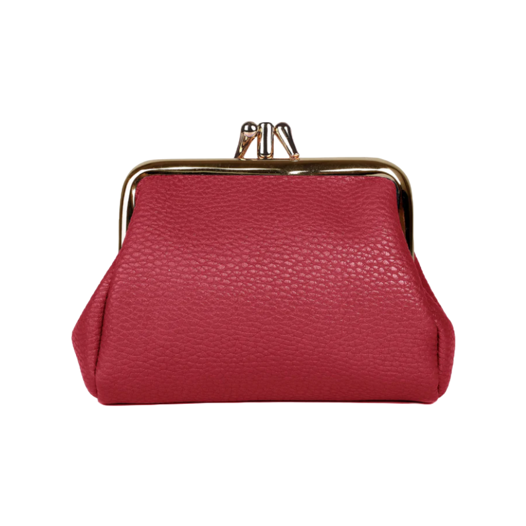 Julia Buxton Vegan RFID Pebble Pik-me-up® Triple Frame Coin Purse Wallet Red