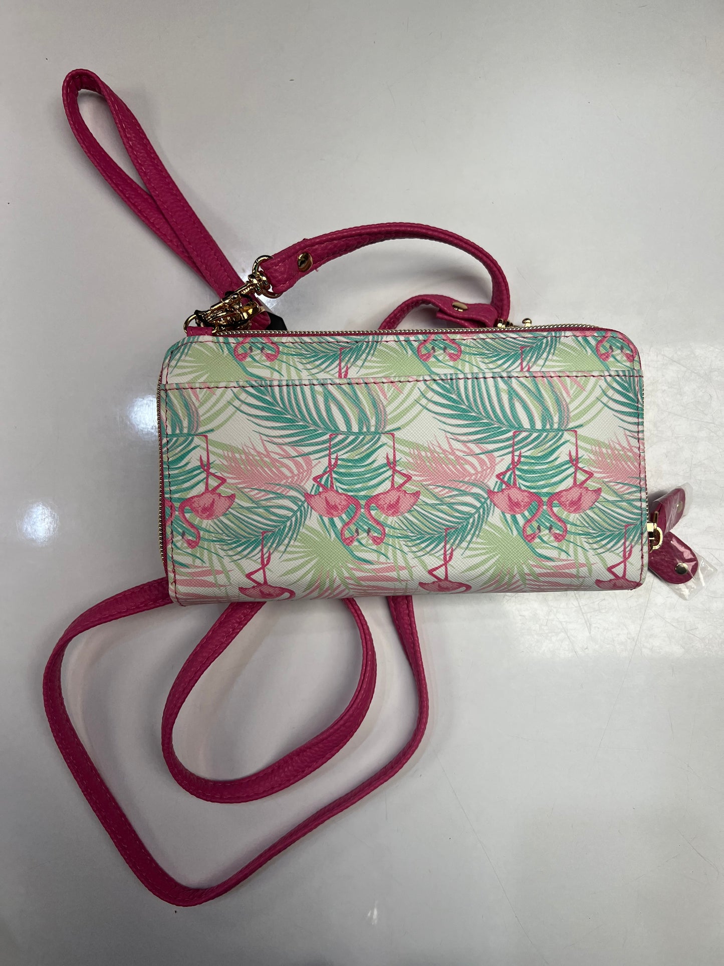 On Sale- Buxton Ultimate Organizer Wallet On A String-Flamingo-Vegan Leather
