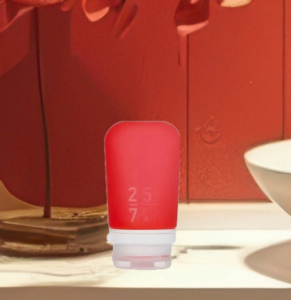Humangear- 2.5 oz GoToob+ Silicone Toiletry 3-1-1 Bottle (MEDIUM) Red