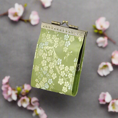Cathayana RFID Accordian Card Wallet Cherry Blossom- Light Green
