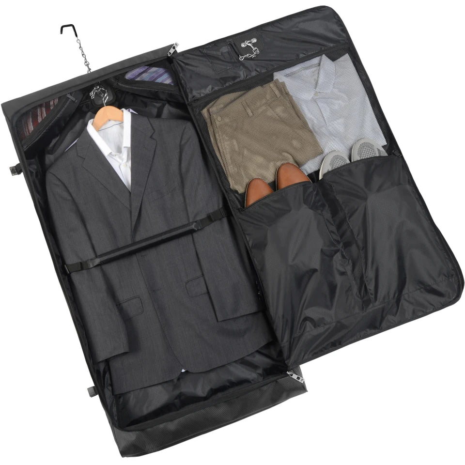 WALLYBAGS 45" Premium Framed Garment Bag with Shoulder Strap and Multiple Pockets