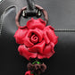 Leather Bag Charm/Keychain- Rose