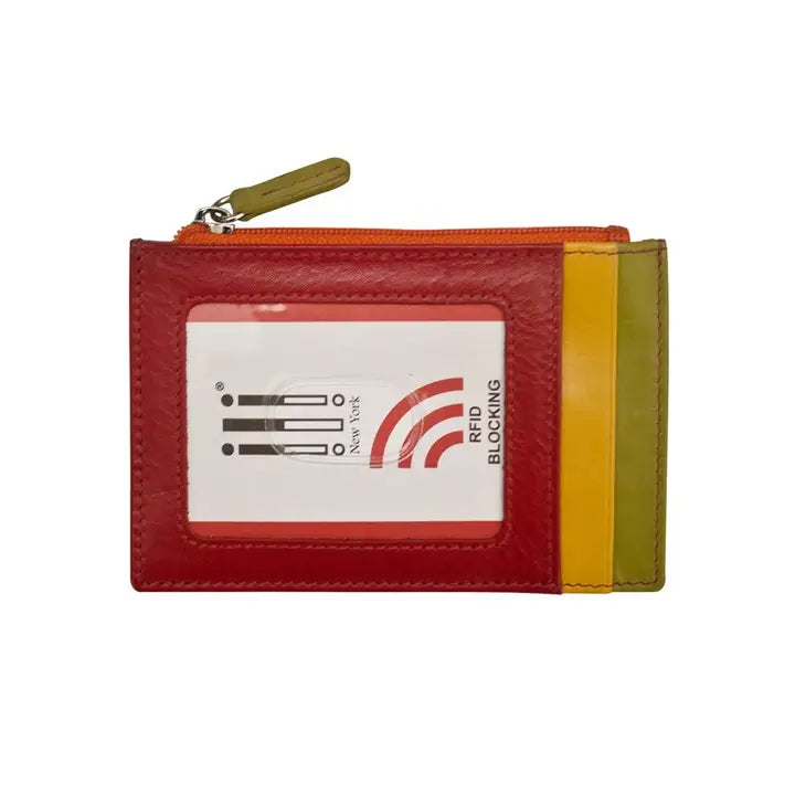 Estuche para tarjetas de identificación con cremallera de cuero New York de ili