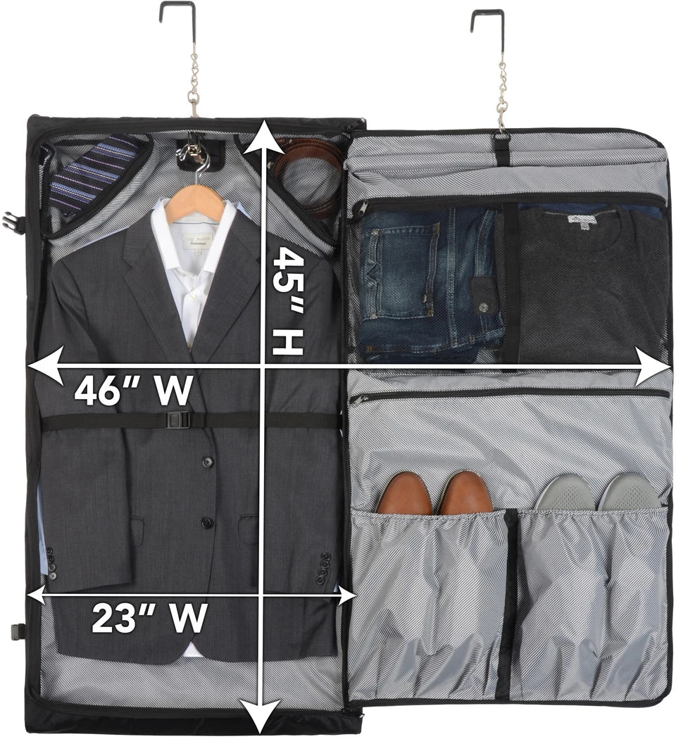 WALLYBAGS Solutions 45" Premium Garment Bag with shoulder strap and multiple pockets