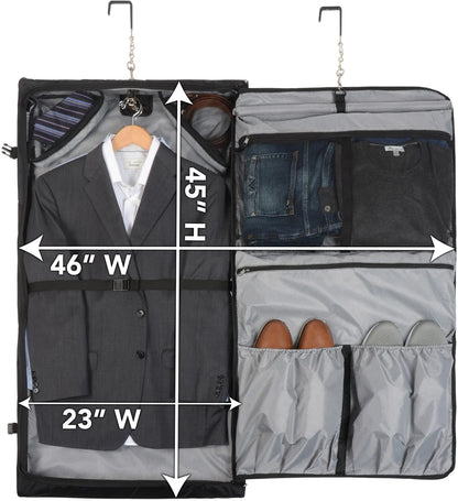 WALLYBAGS Solutions 45" Premium Garment Bag with shoulder strap and multiple pockets