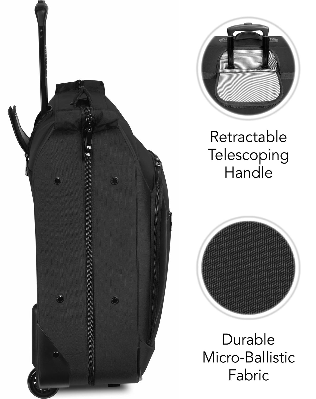 WALLYBAGS Solutions 45” Premium 2-Wheel Garment Bag with Multiple Pockets