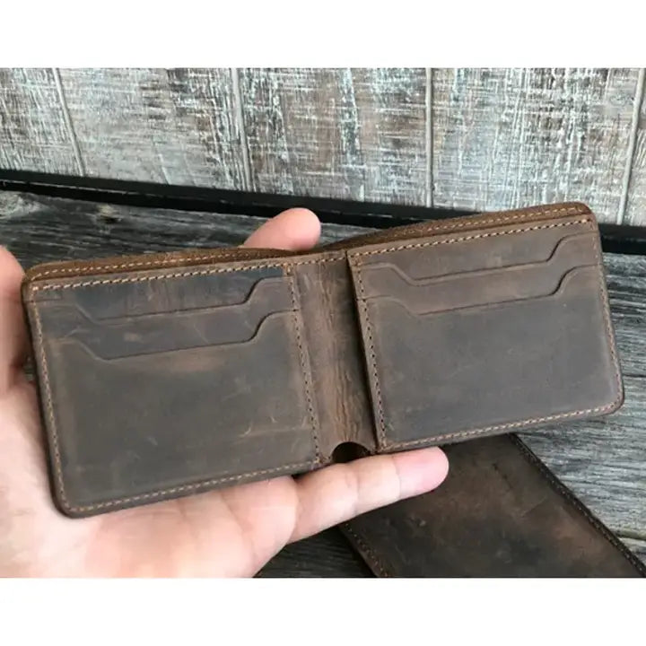 American Leather Goods- Genuine Leather Customizable Bifold Handmade Wallet