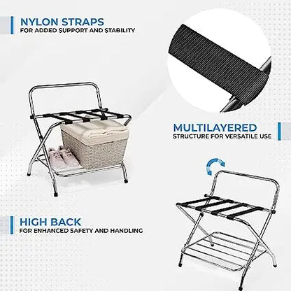 Ustech 2 Tier X Shaped High-Quality Steel Luggage Rack - In-Store Pickup Only