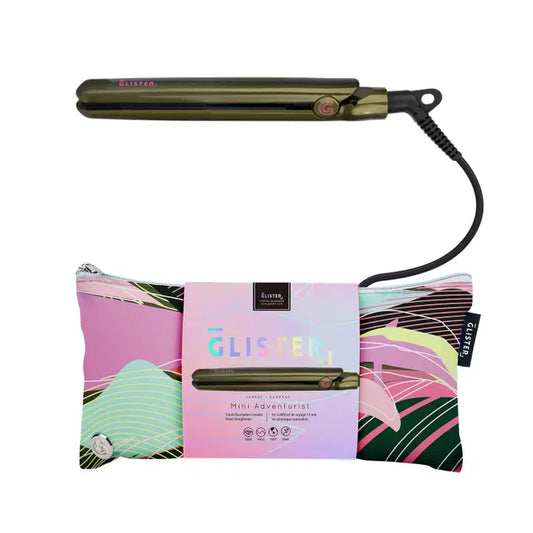 Glister Dual Voltage Mini Flat Iron with Travel Carrying Bag