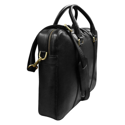 Leather Laptop Briefcase with Passthrough Trolley Sleeve