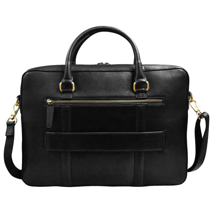 Leather Laptop Briefcase with Passthrough Trolley Sleeve