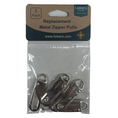 Lieber's Luggage® Set of 5 Metal Zipper Pulls Silver