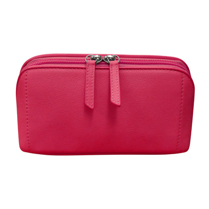 ili New York Smooth Leather Makeup Bag Indian Pink