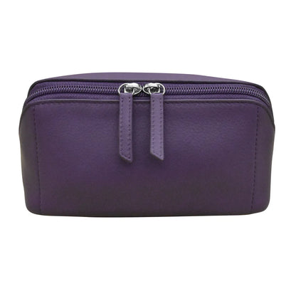 ili New York Smooth Leather Makeup Bag Purple