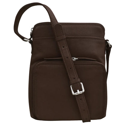 ili New York Leather RFID Small Crossbody Organizer- 6330 Mocha