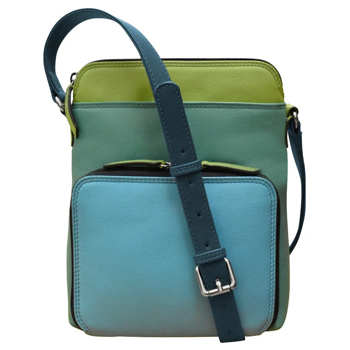 ili New York Leather RFID Small Crossbody Organizer- 6330 Serenity Multi