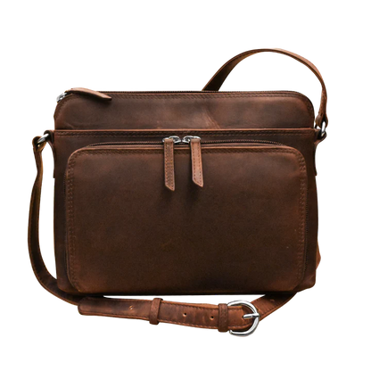 ili New York - RFID blocking Leather Crossbody Organizer - 6333 Rustic Brown