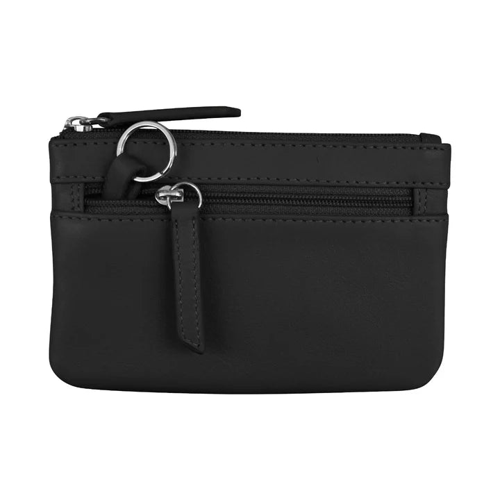 ili New York RFID Leather Coin Wallet with Key Ring - 6413