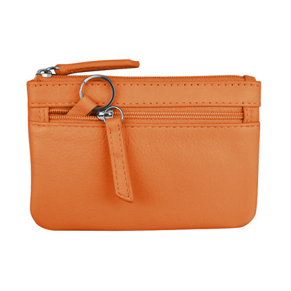 ili New York RFID Leather Coin Wallet with Key Ring - 6413 Papaya