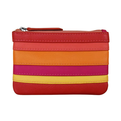 ili New York RFID Leather Coin Wallet with Key Ring - 6413 Sunset Multi