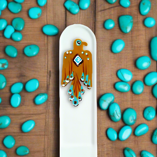 Czech Crystal Nail File - Size Small- Hand Painted Collection Thunderbird