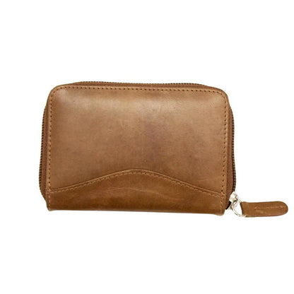 ili New York RFID Accordian Card Holder Wallet- 6711 Antique Saddle Distressed Leather