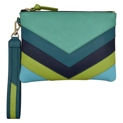 ili New York RFID Leather Multi Color Top Zip Wristlet- 6771