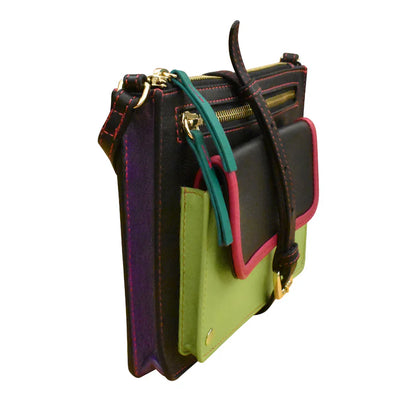 ili New York Leather Multi Color Slim Crossbody- 6774