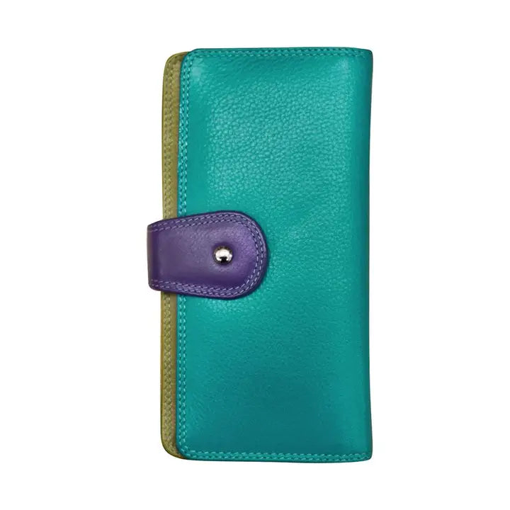 ili New York Leather RFID Multicolor Wallet with Tab Closure
