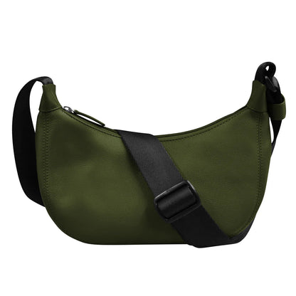 ili New York Leather & Nylon Strap RFID Round Crossbody Bag Pesto Green