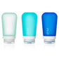 Humangear - Paquete de 3 botellas de artículos de tocador GoToob+ de silicona 3-1-1 de 3.4 oz (GRANDE) - Colores surtidos