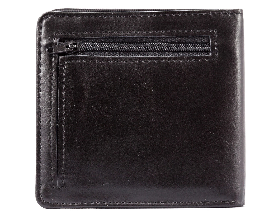 Big Skinny RFID Blocking World w/ Zipper Bifold Wallet (Leather)