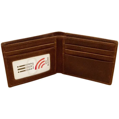 ili New York Leather Bifold Wallet w/ ID and RFID Chocolate