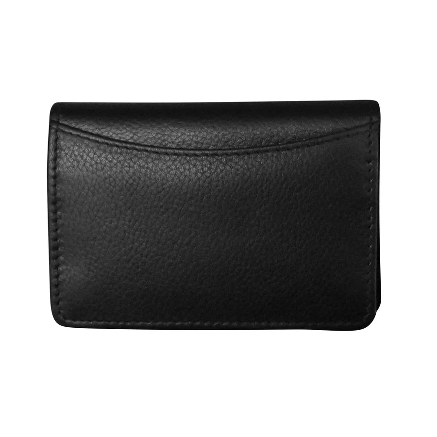 ili New York RFID Pebble Leather Flap Card Wallet