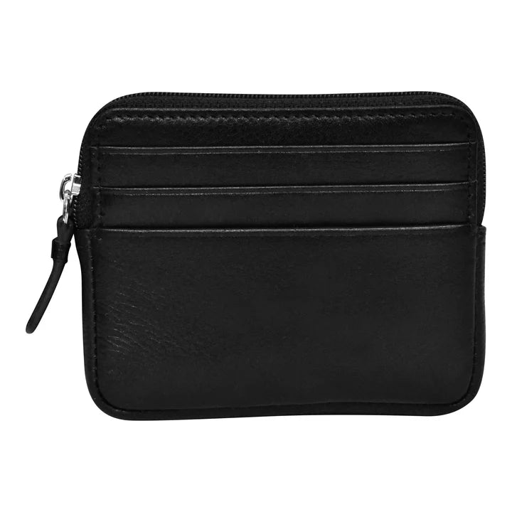ili Zip Card Case Compact Leather RFID Wallet with Keyring- 7103