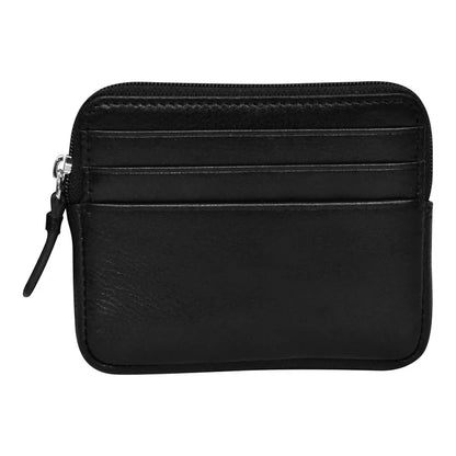 ili Zip Card Case Compact Leather RFID Wallet with Keyring- 7103