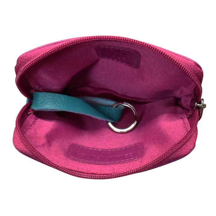 ili Zip Card Case Compact Leather RFID Wallet with Keyring- 7103