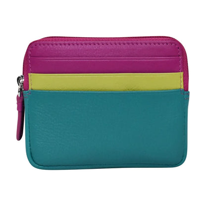 ili Zip Card Case Compact Leather RFID Wallet with Keyring- 7103