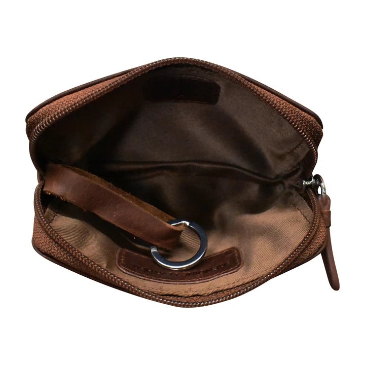 ili Zip Card Case Compact Leather RFID Wallet with Keyring- 7103