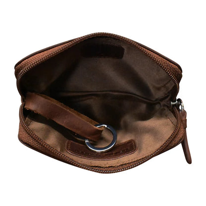 ili Zip Card Case Compact Leather RFID Wallet with Keyring- 7103