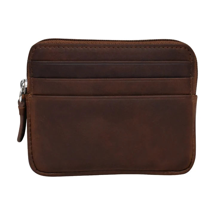 ili Zip Card Case Compact Leather RFID Wallet with Keyring- 7103