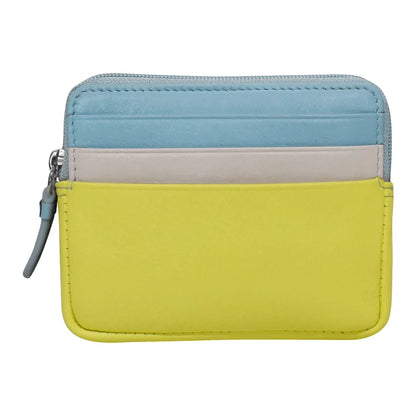 ili Zip Card Case Compact Leather RFID Wallet with Keyring- 7103