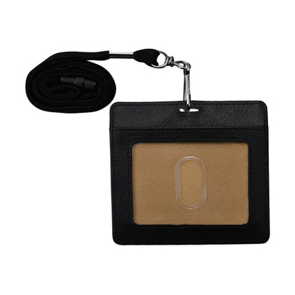 ili New York Leather RFID Horizontal Neck I.D. Holder/Wallet With Lanyard