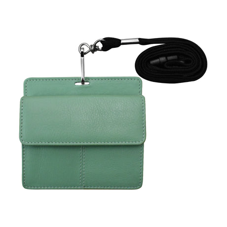 ili New York Leather RFID Horizontal Neck I.D. Holder/Wallet With Lanyard